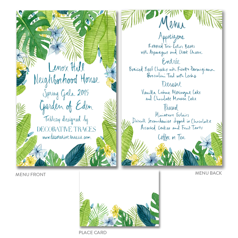  The final menu and place card designs 