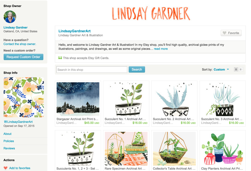    Screenshot of my Etsy Shop Page! 