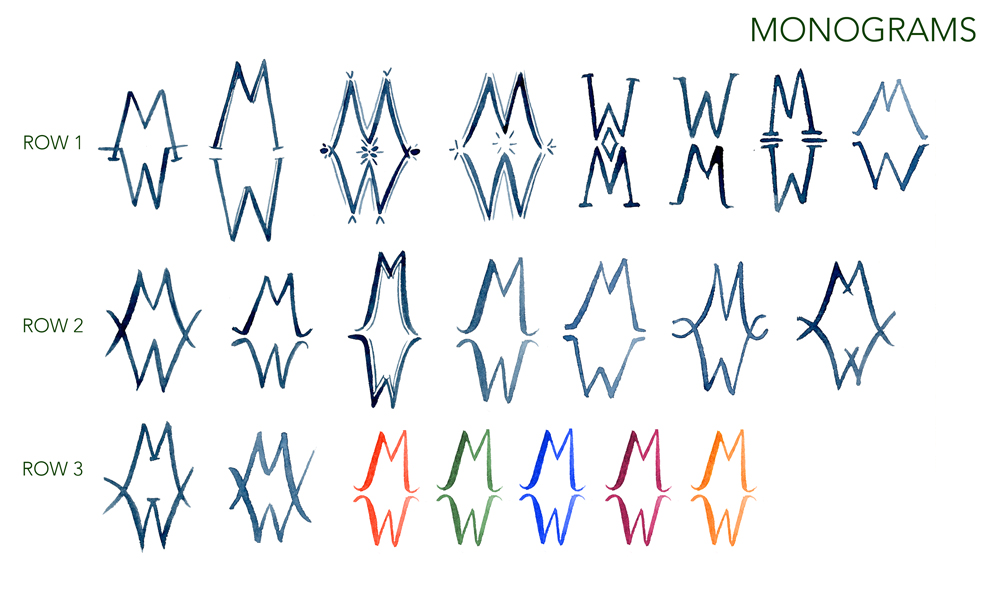  Above: sketches of monogram variations 